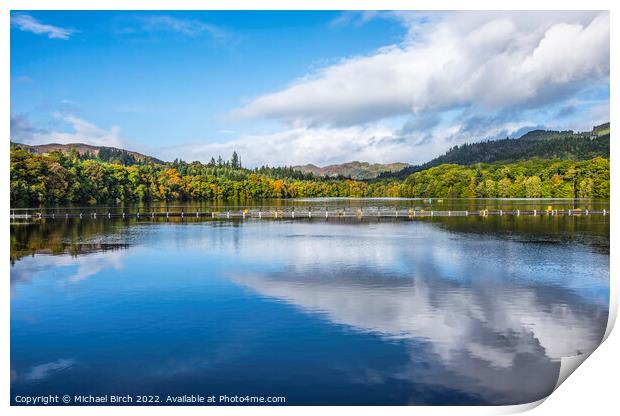Majestic Autumn Scene at Loch Faskally Print by Michael Birch