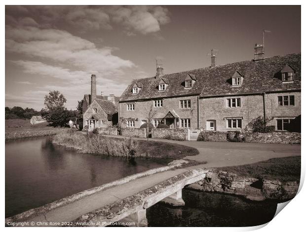 Lower Slaughter Cotswold cottages Print by Chris Rose