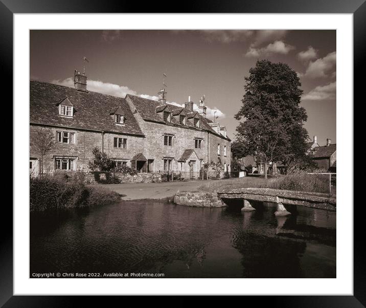 Lower Slaughter riverside cottages Framed Mounted Print by Chris Rose