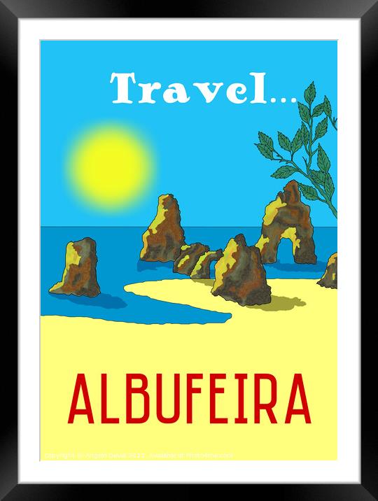 Travel Albufeira. Vintage Mosaic Illustration Framed Mounted Print by Angelo DeVal