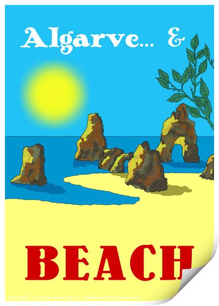 Algarve and Beach. Vintage Mosaic Illustration Print by Angelo DeVal