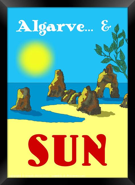 Algarve and Sun. Vintage Mosaic Illustration Framed Print by Angelo DeVal
