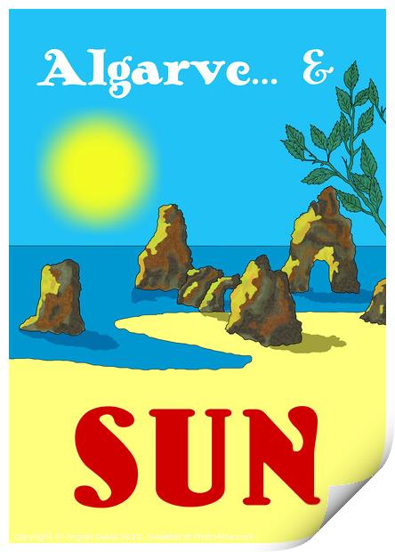 Algarve and Sun. Vintage Mosaic Illustration Print by Angelo DeVal