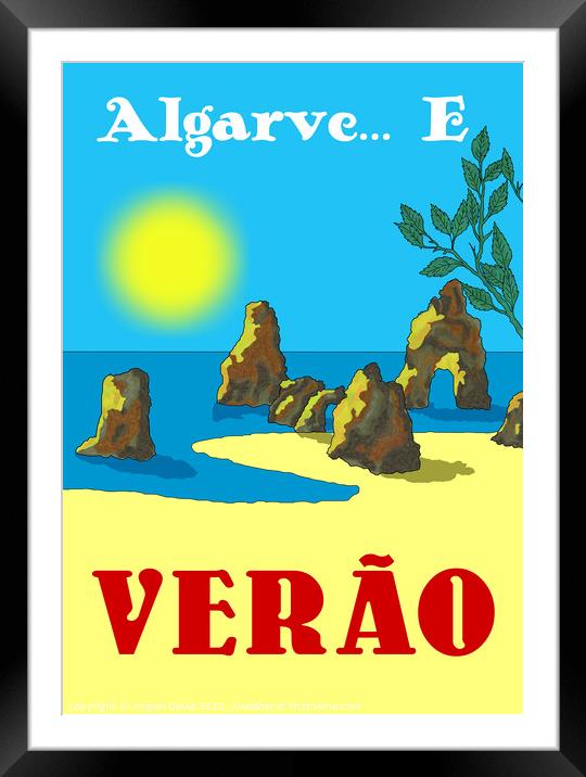 Algarve E Verao. Vintage Mosaic Illustration Framed Mounted Print by Angelo DeVal