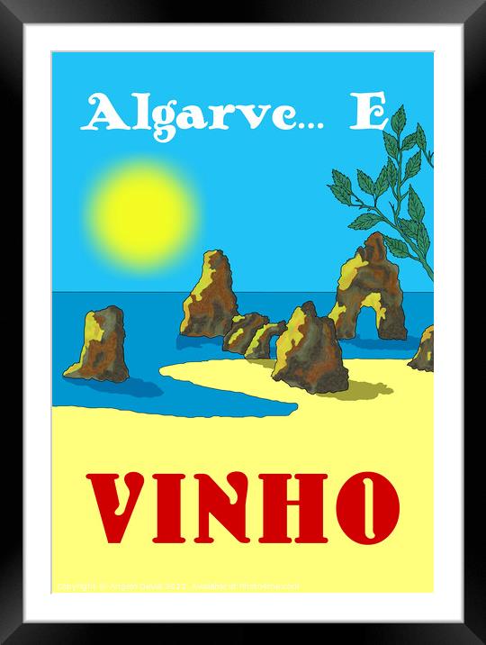 Algarve E Vinho. Vintage Mosaic Illustration Framed Mounted Print by Angelo DeVal
