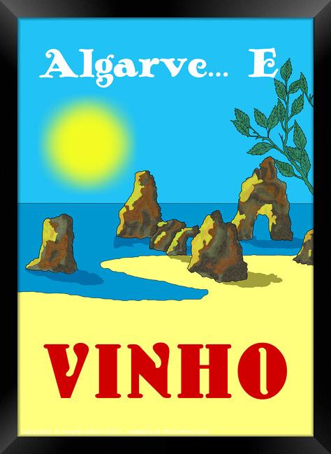 Algarve E Vinho. Vintage Mosaic Illustration Framed Print by Angelo DeVal