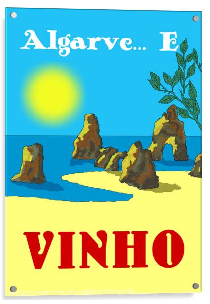 Algarve E Vinho. Vintage Mosaic Illustration Acrylic by Angelo DeVal