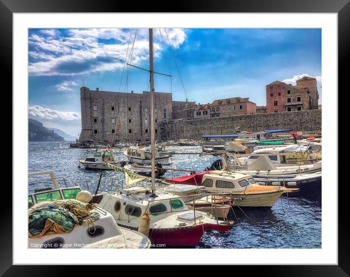 Dubrovnik's Ancient Wall and Harbour Framed Mounted Print by Roger Mechan