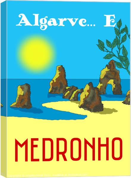Algarve E Medronho. Vintage Mosaic Illustration Canvas Print by Angelo DeVal