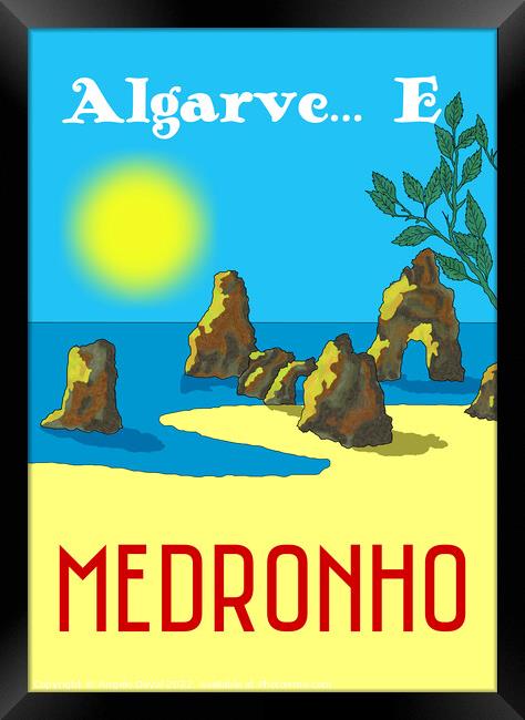 Algarve E Medronho. Vintage Mosaic Illustration Framed Print by Angelo DeVal