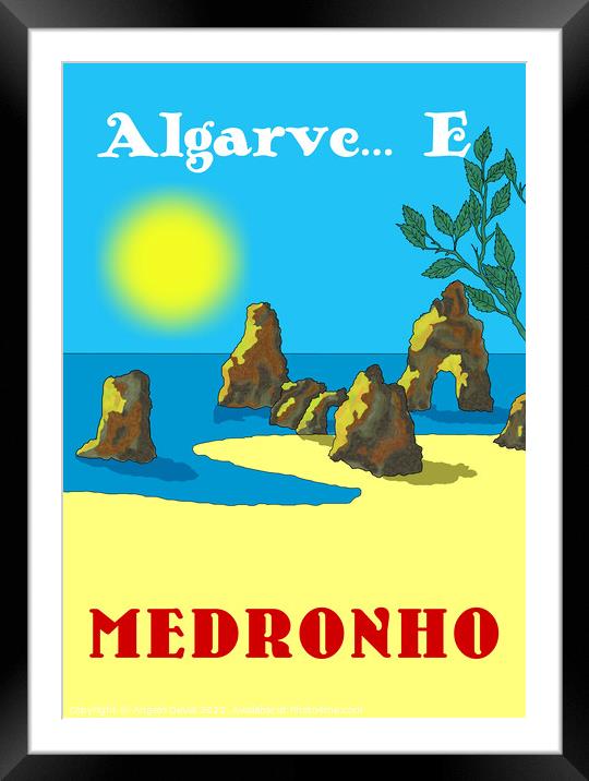 Algarve E Medronho v2. Vintage Mosaic Illustration Framed Mounted Print by Angelo DeVal