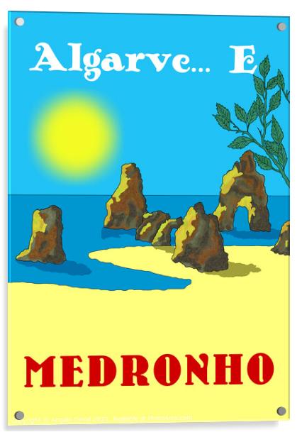 Algarve E Medronho v2. Vintage Mosaic Illustration Acrylic by Angelo DeVal