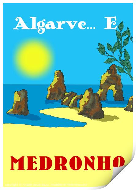 Algarve E Medronho v2. Vintage Mosaic Illustration Print by Angelo DeVal