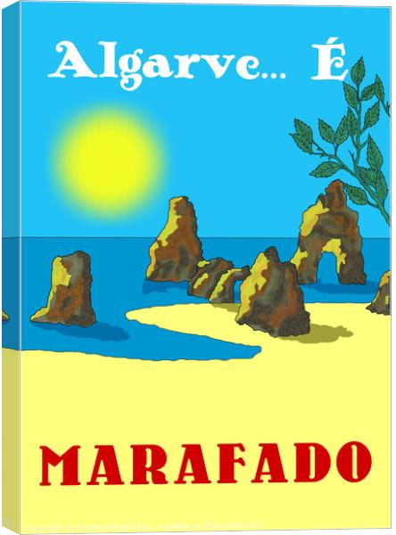 Algarve E Marafado v2. Vintage Mosaic Illustration Canvas Print by Angelo DeVal