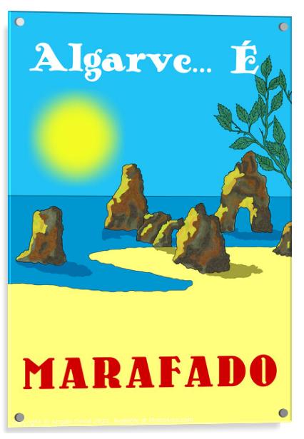 Algarve E Marafado v2. Vintage Mosaic Illustration Acrylic by Angelo DeVal