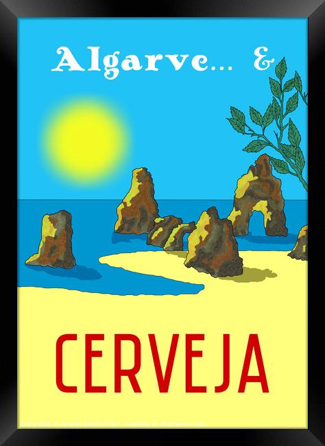 Algarve and Cerveja. Vintage Mosaic Illustration Framed Print by Angelo DeVal