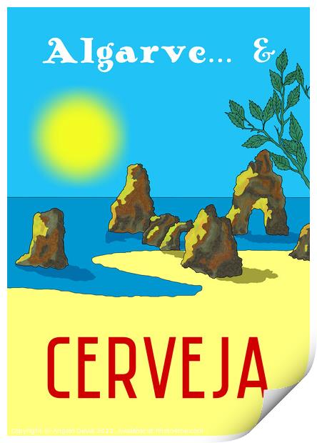 Algarve and Cerveja. Vintage Mosaic Illustration Print by Angelo DeVal