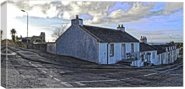 Dunure harbour cottages (Abstract) Canvas Print by Allan Durward Photography