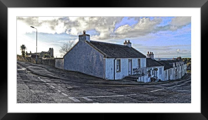 Dunure harbour cottages (Abstract) Framed Mounted Print by Allan Durward Photography