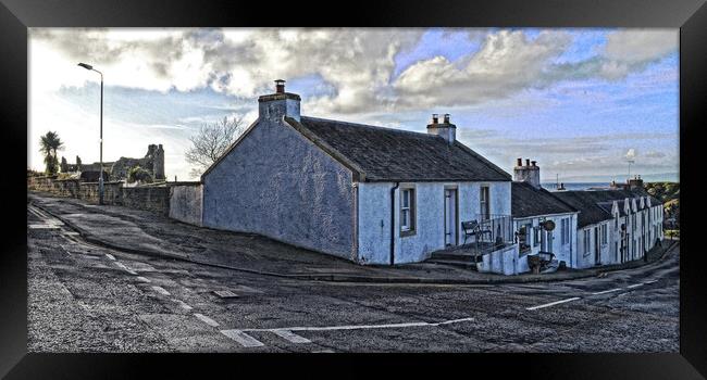 Dunure harbour cottages (Abstract) Framed Print by Allan Durward Photography