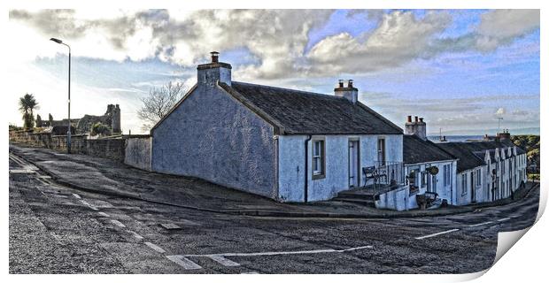 Dunure harbour cottages (Abstract) Print by Allan Durward Photography