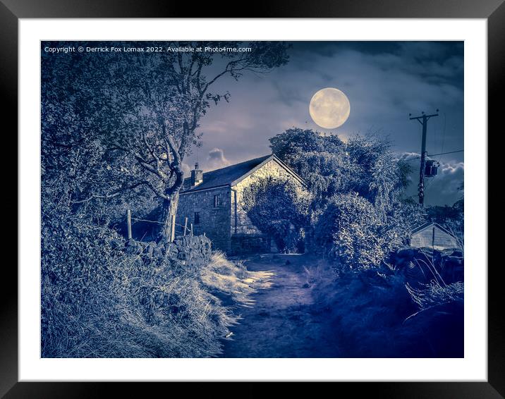 Birtle by moonlight Framed Mounted Print by Derrick Fox Lomax