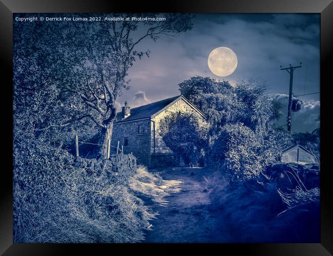 Birtle by moonlight Framed Print by Derrick Fox Lomax