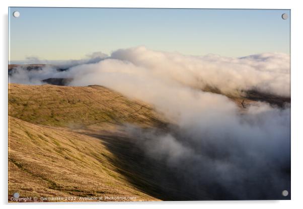 Cloudy view from Pen y Fan, Brecon Beacons Acrylic by  Garbauske
