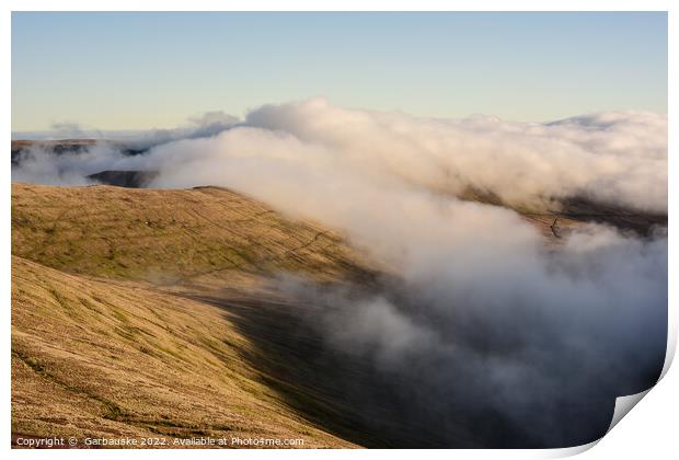 Cloudy view from Pen y Fan, Brecon Beacons Print by  Garbauske