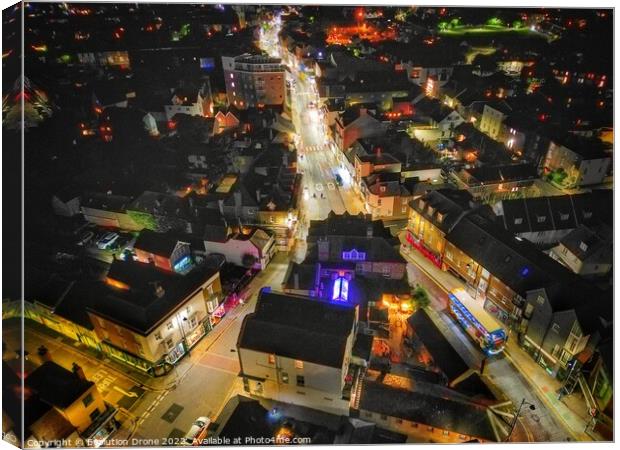 Whitstable High Street at night Canvas Print by Evolution Drone