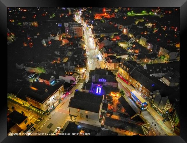 Whitstable High Street at night Framed Print by Evolution Drone
