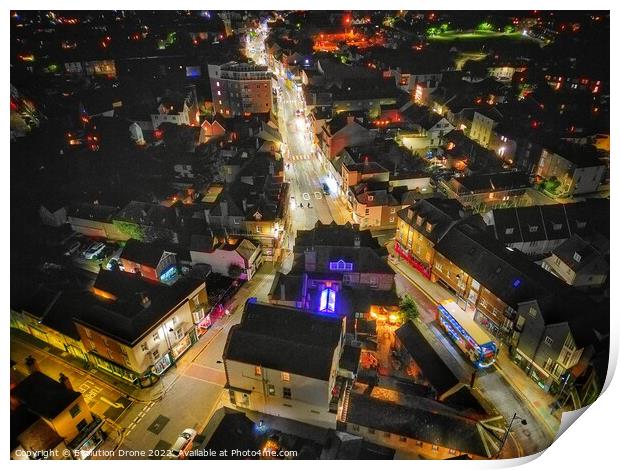 Whitstable High Street at night Print by Evolution Drone
