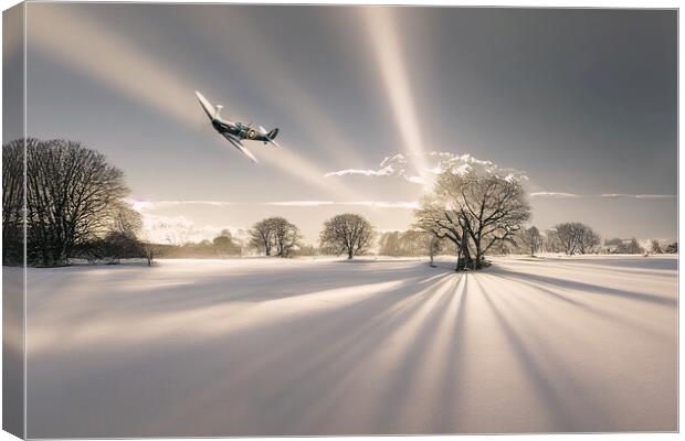 Spitfire Snow  Canvas Print by J Biggadike