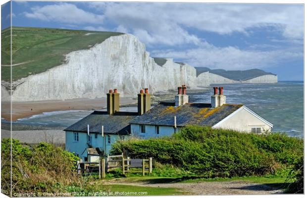 The Seven Sisters at Cuckmere Haven Sussex   Canvas Print by Diana Mower