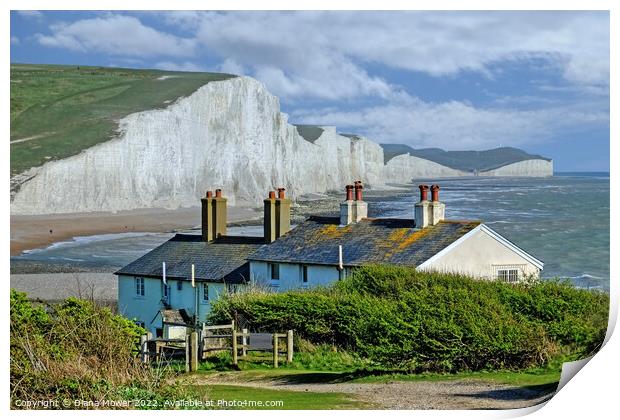 The Seven Sisters at Cuckmere Haven Sussex   Print by Diana Mower