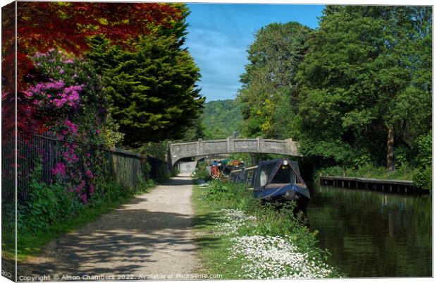 Hebden Bridge Rochdale Canal Canvas Print by Alison Chambers