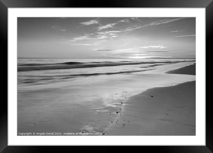Quinta do Lago Beach Sunset in Monochrome Framed Mounted Print by Angelo DeVal