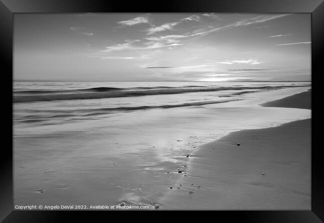 Quinta do Lago Beach Sunset in Monochrome Framed Print by Angelo DeVal