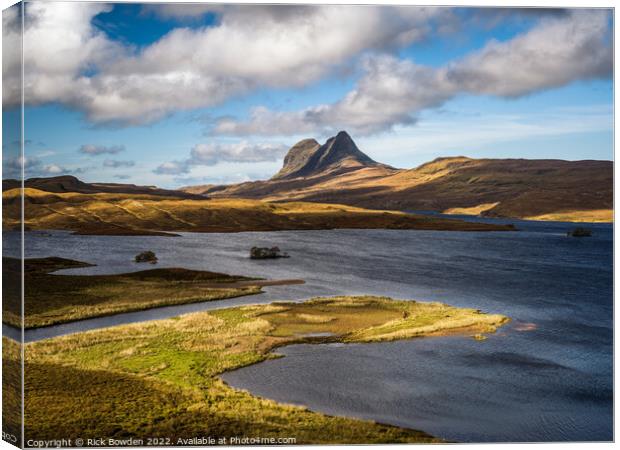 Suilven from Cam Loch Canvas Print by Rick Bowden