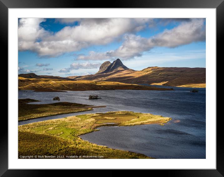 Suilven from Cam Loch Framed Mounted Print by Rick Bowden