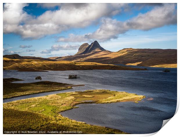 Suilven from Cam Loch Print by Rick Bowden