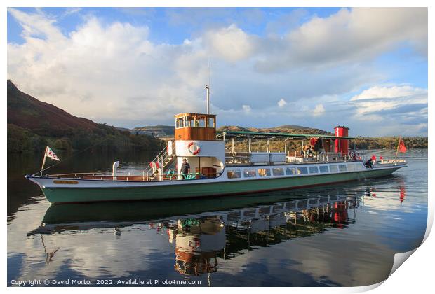Ullswater Steamer Approaching Howtown Pier Print by David Morton
