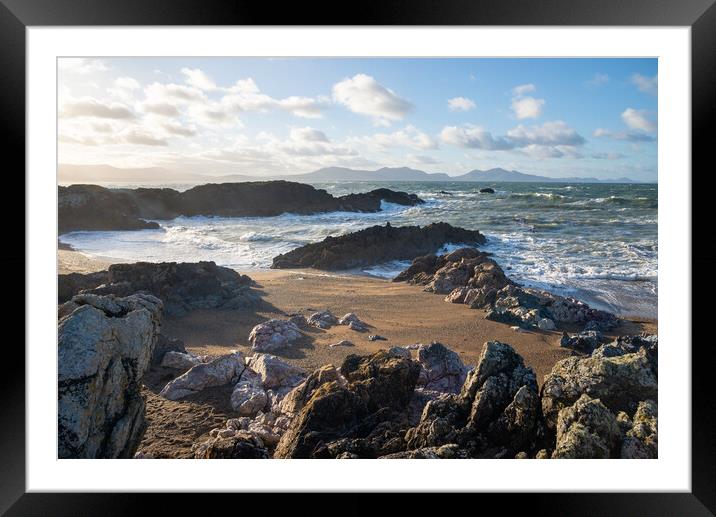 Beautiful beach at Ynys Llanddwyn, Anglesey, North Wales Framed Mounted Print by Andrew Kearton