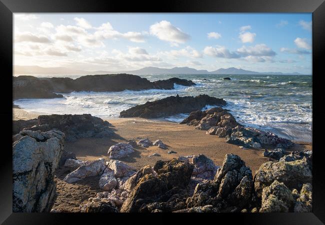 Beautiful beach at Ynys Llanddwyn, Anglesey, North Wales Framed Print by Andrew Kearton