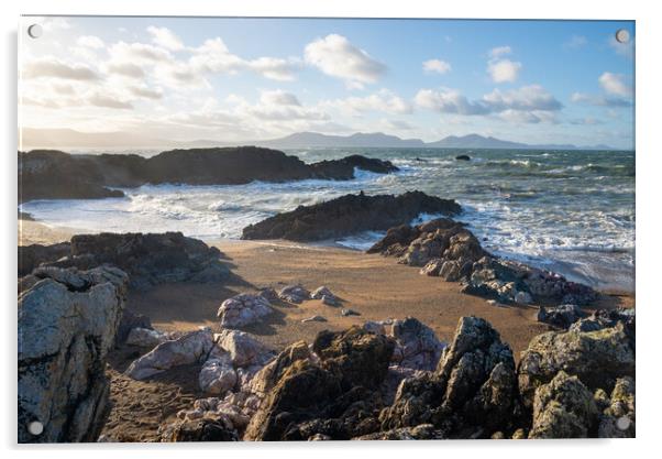 Beautiful beach at Ynys Llanddwyn, Anglesey, North Wales Acrylic by Andrew Kearton