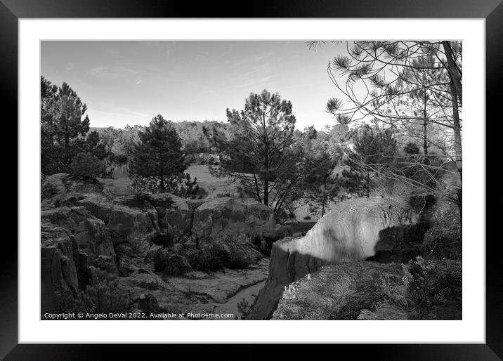 Rough Cliffs and Trees in Monochrome Framed Mounted Print by Angelo DeVal