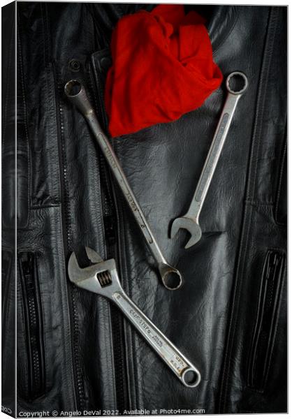 Motorcycle Jacket and Tools Canvas Print by Angelo DeVal
