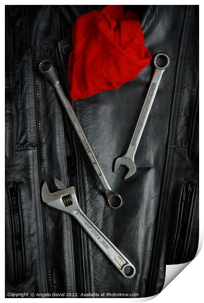 Motorcycle Jacket and Tools Print by Angelo DeVal