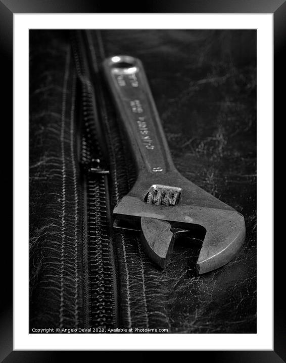 Wrench Tool on Leather Jacket Framed Mounted Print by Angelo DeVal