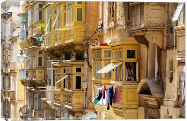 Timeless Charm of Valletta Balconies Canvas Print by Kasia Design